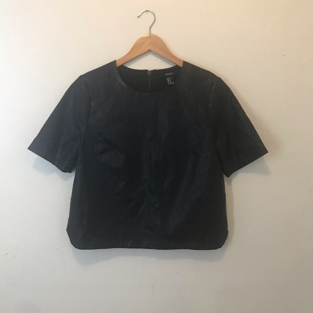 Forever 21 Black leather crop top